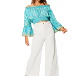 Top court à col bateau Bleu - TIP0044B