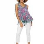 Top à volants sans manches Bleu et rose - TIP0037A