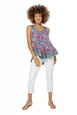 Top à volants sans manches Bleu et rose - TIP0037A