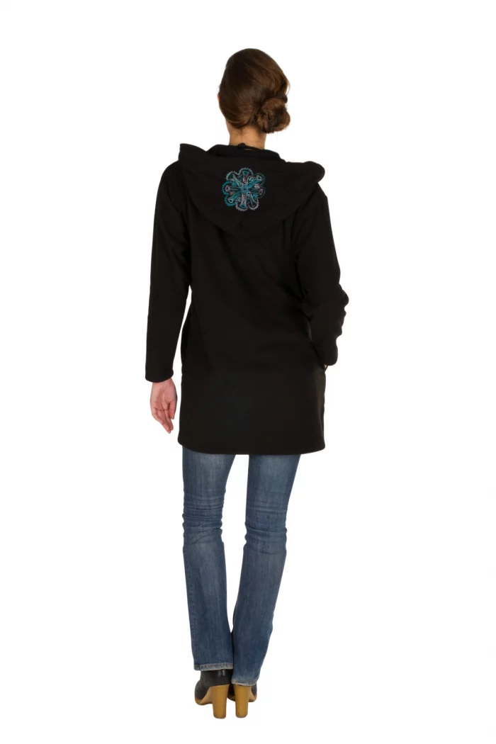 Manteau polaire noir motif ethnique - VE4530 – Image 2