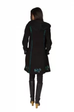 Manteau polaire noir motif bleu ethnique - VE4532 – Image 4