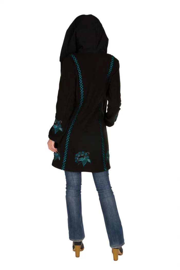 Manteau polaire noir motif bleu - VE4536 – Image 2