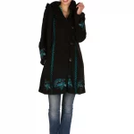 Manteau polaire noir motif bleu - VE4536