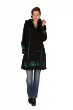 Manteau polaire noir motif bleu - VE4536