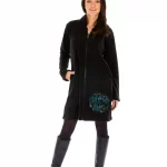 Manteau polaire ethnique noir - VE4575I