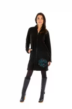 Manteau polaire ethnique noir - VE4575I